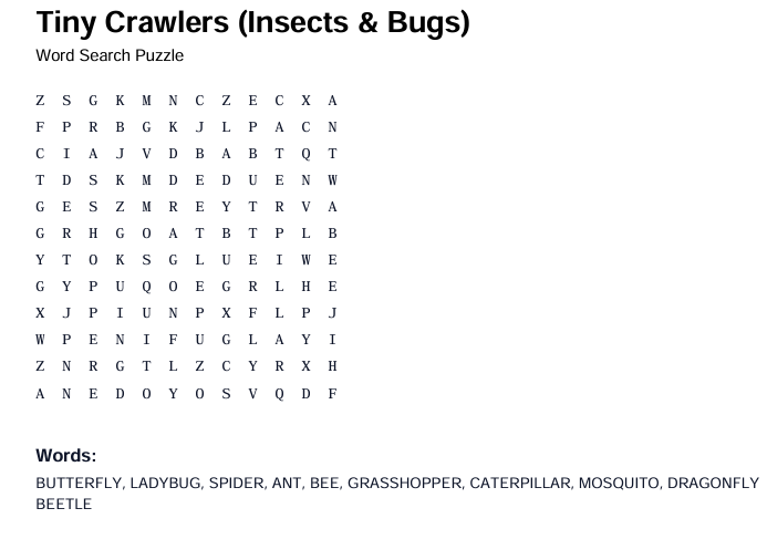 Animal Word Search (PDF)
