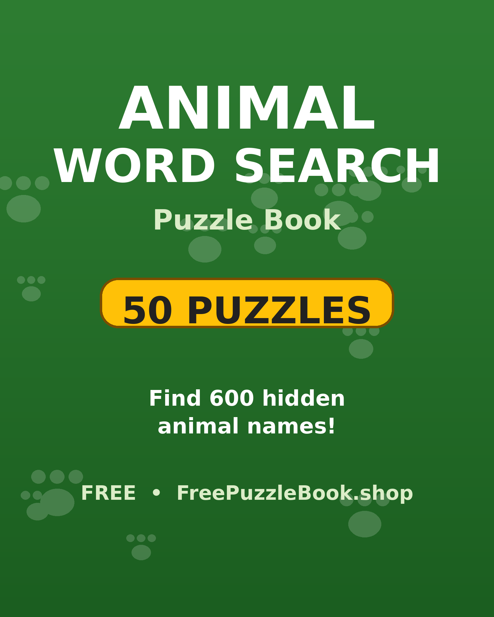 Animal Word Search Puzzle Book (50 Puzzles)