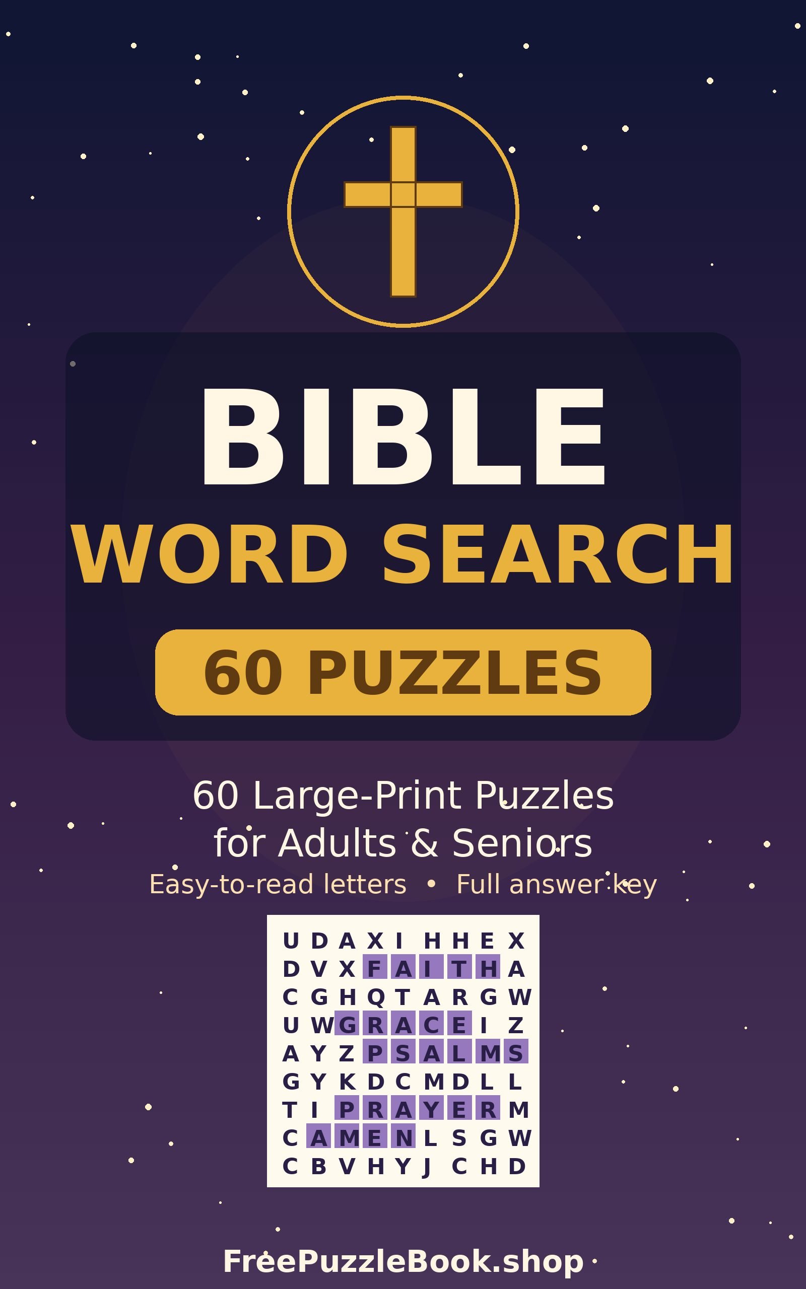 Bible Word Search: 60 Large-Print Puzzles for Adults & Seniors (60 Puzzles)