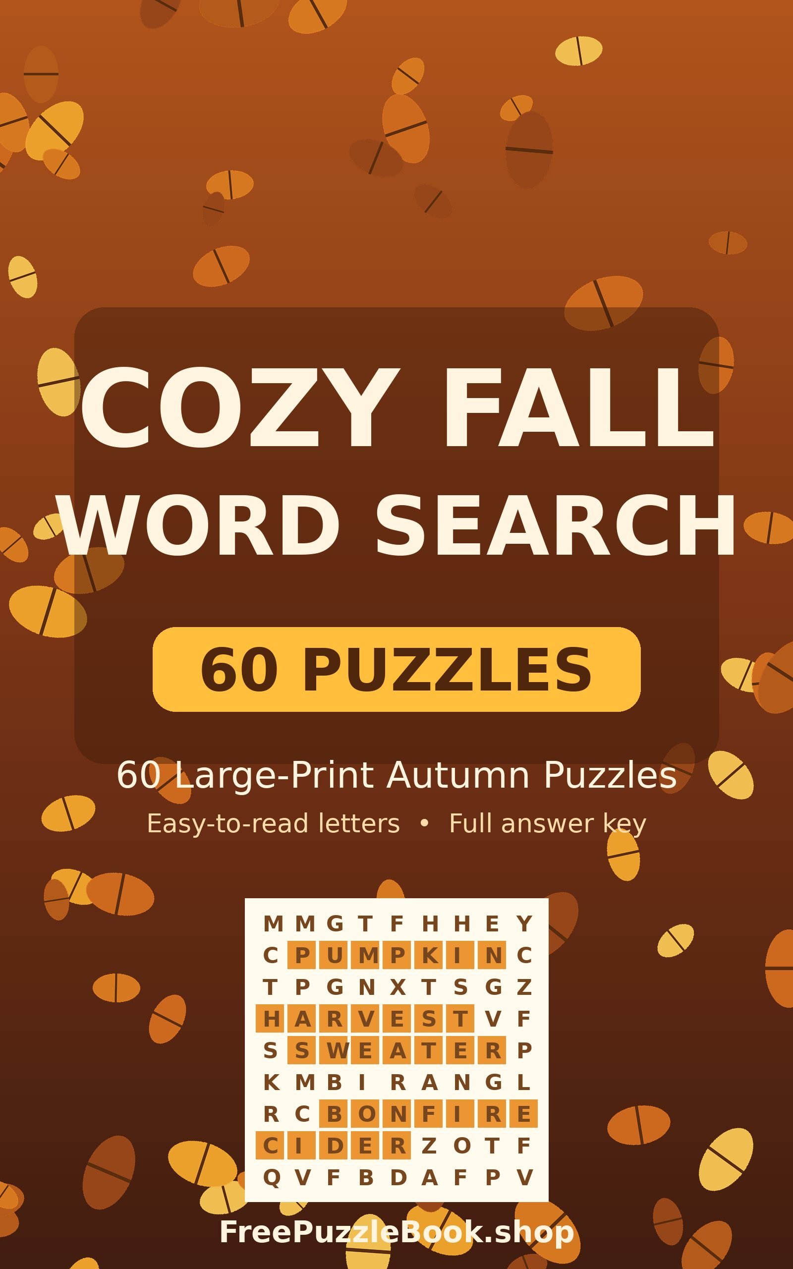 Cozy Fall Word Search: 60 Large-Print Autumn Puzzles (60 Puzzles)