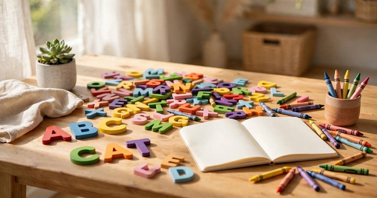 Colorful alphabet letter tiles