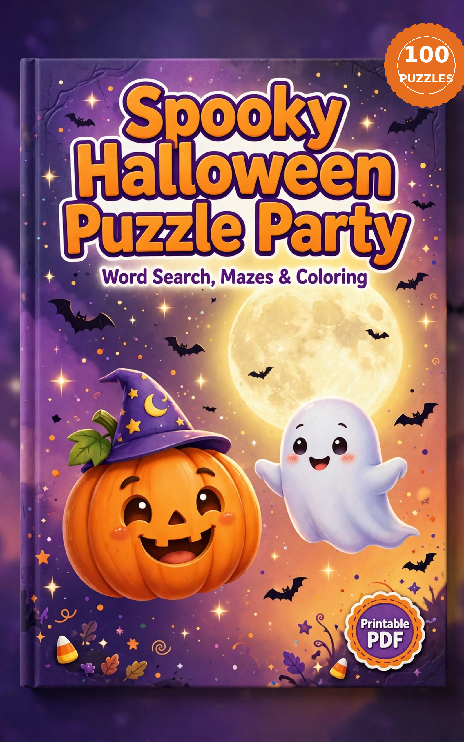 Spooky Halloween Puzzle Party: Word Search, Mazes & Coloring (100 Puzzles)