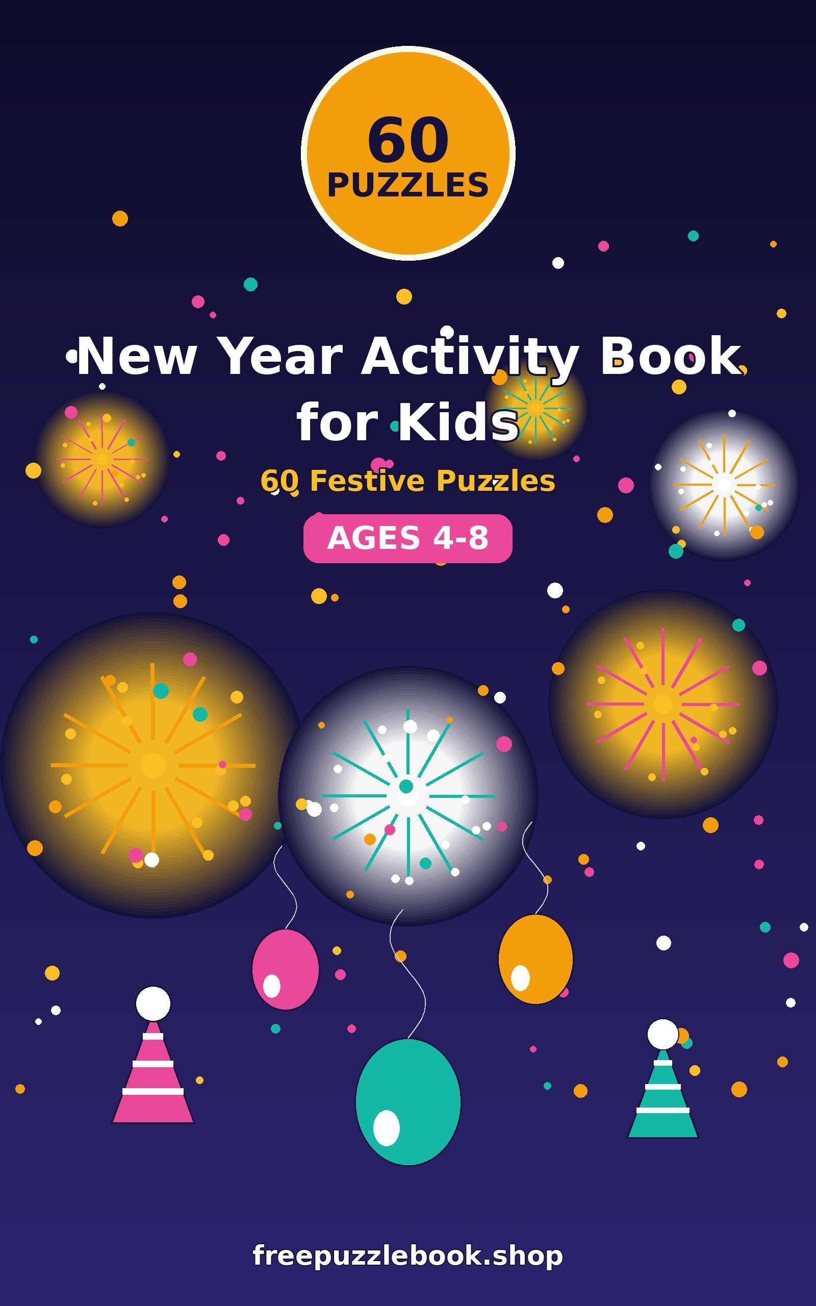 New Year Activity Book for Kids: 60 Festive Puzzles (Ages 4-8) (60 Puzzles)